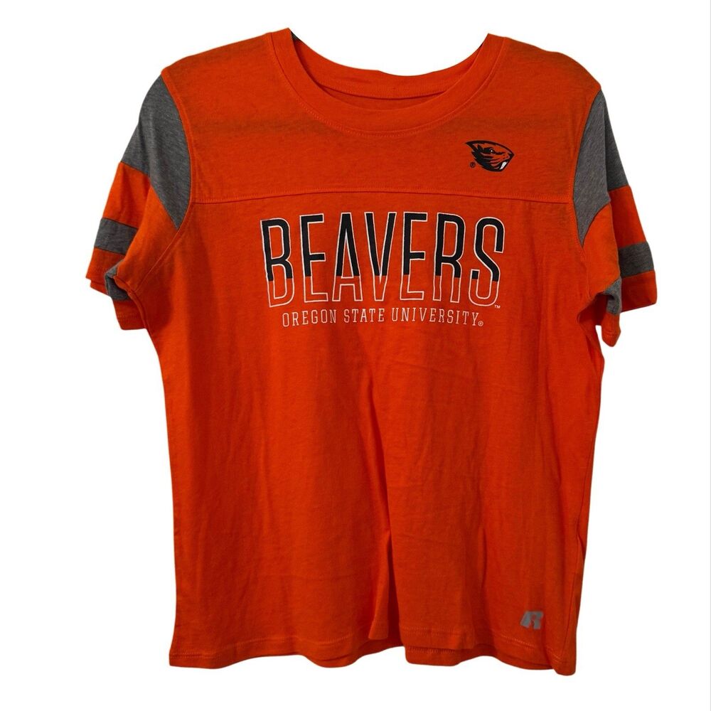 Russell Beavers Oregon State‎ University T-shirt Large Orange Casual